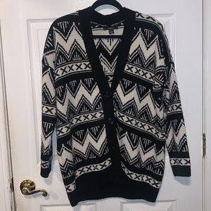 Forever 21 Black and White Knit Cardigan Sweater